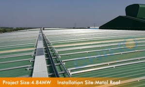 工业铁皮屋顶4.8MW小型电站--晨科太阳能支架导轨系统