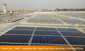 晨科太阳能新工程—浙江国星钢构厂房屋顶3MW太阳能光伏支架