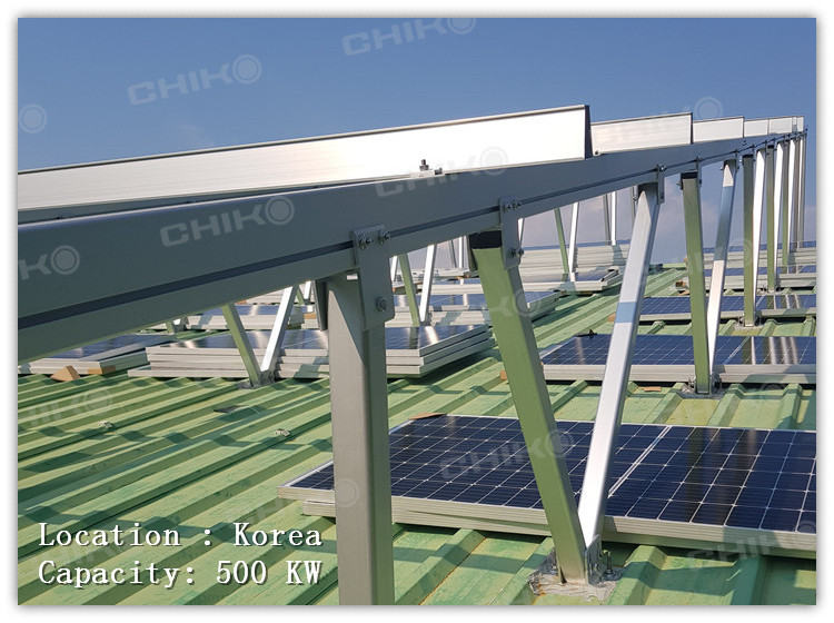 韩国500KW屋顶项目-晨科T2VC光伏支架系统